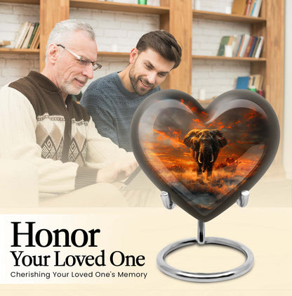 heart-shaped elephant urn for human ashes