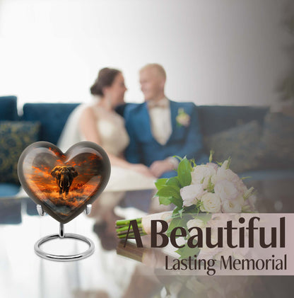 heart-shaped elephant urn for human ashes