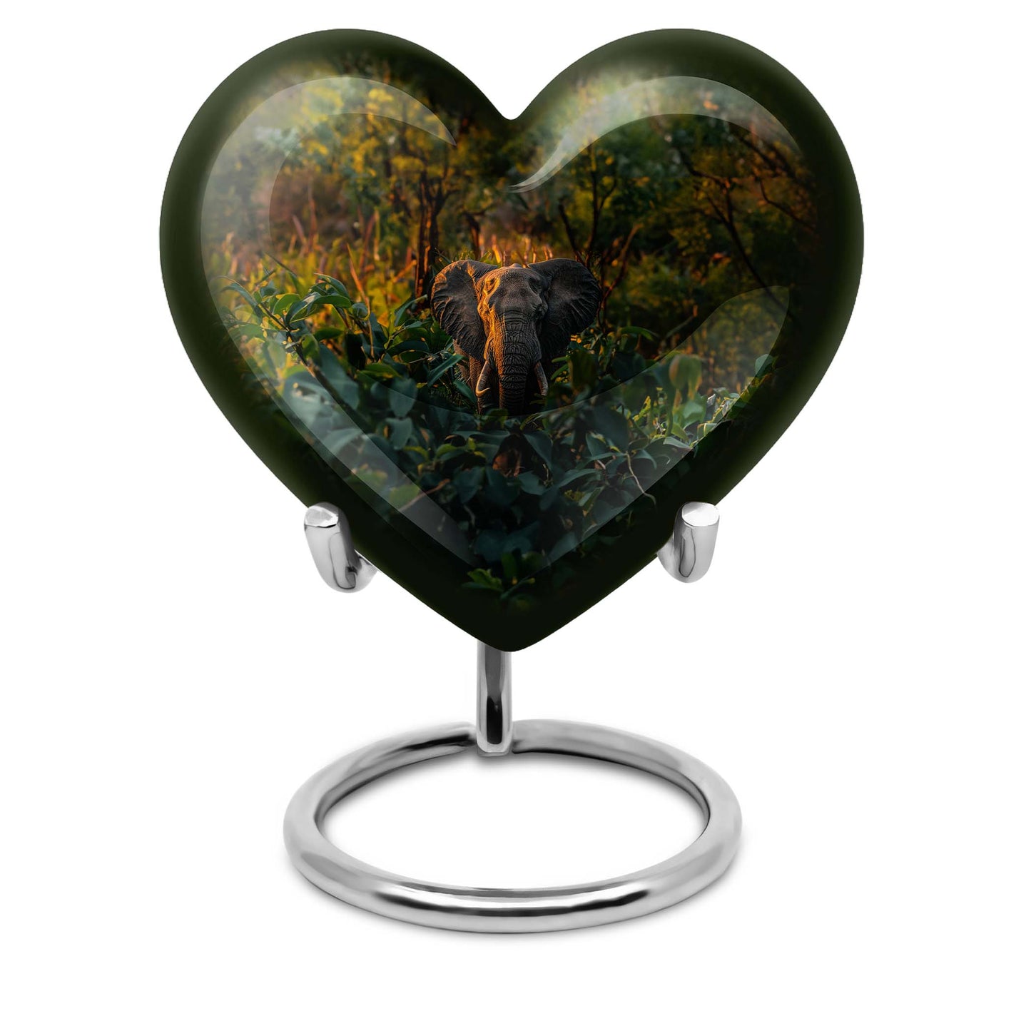 10-inch Heart Urn design elephant urn adorned with flowers, 