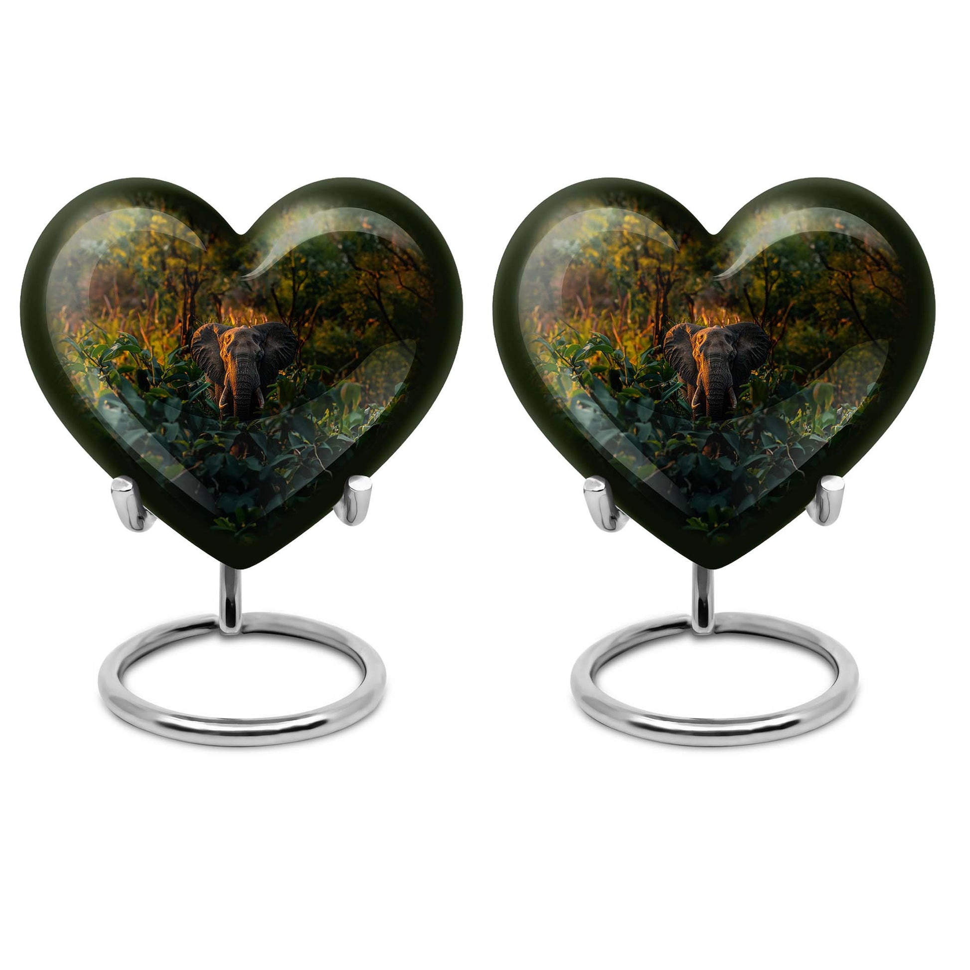 10-inch Heart Urn design elephant urn adorned with flowers, 