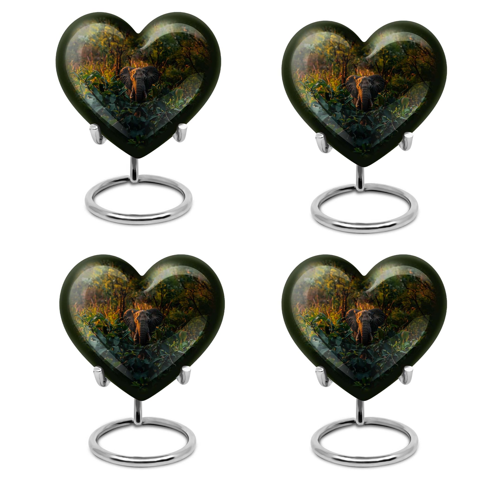 10-inch Heart Urn design elephant urn adorned with flowers, 