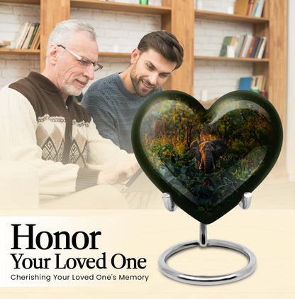 10-inch Heart Urn design elephant urn adorned with flowers, 