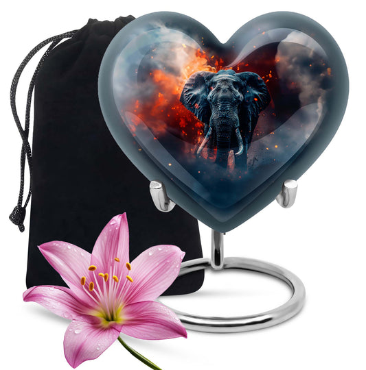 Heart Elephant Urn 