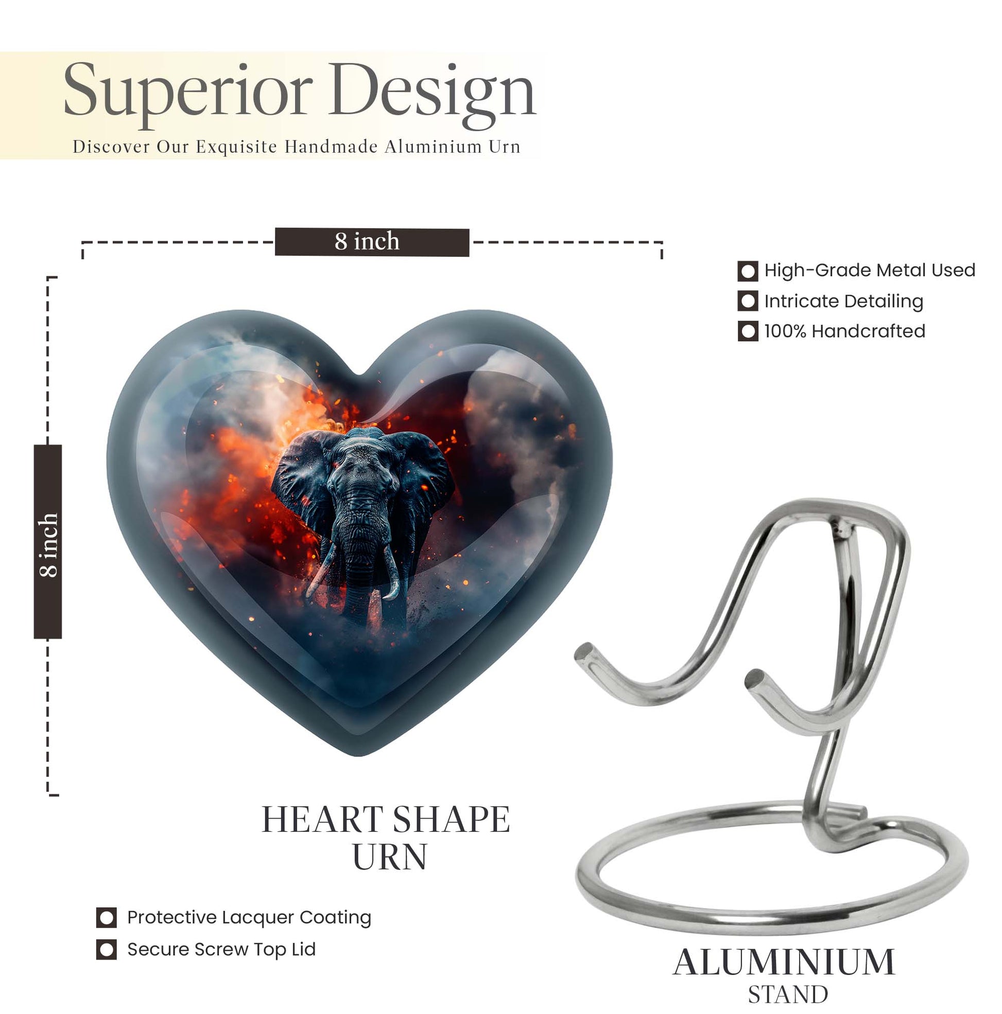 Heart Elephant Urn 