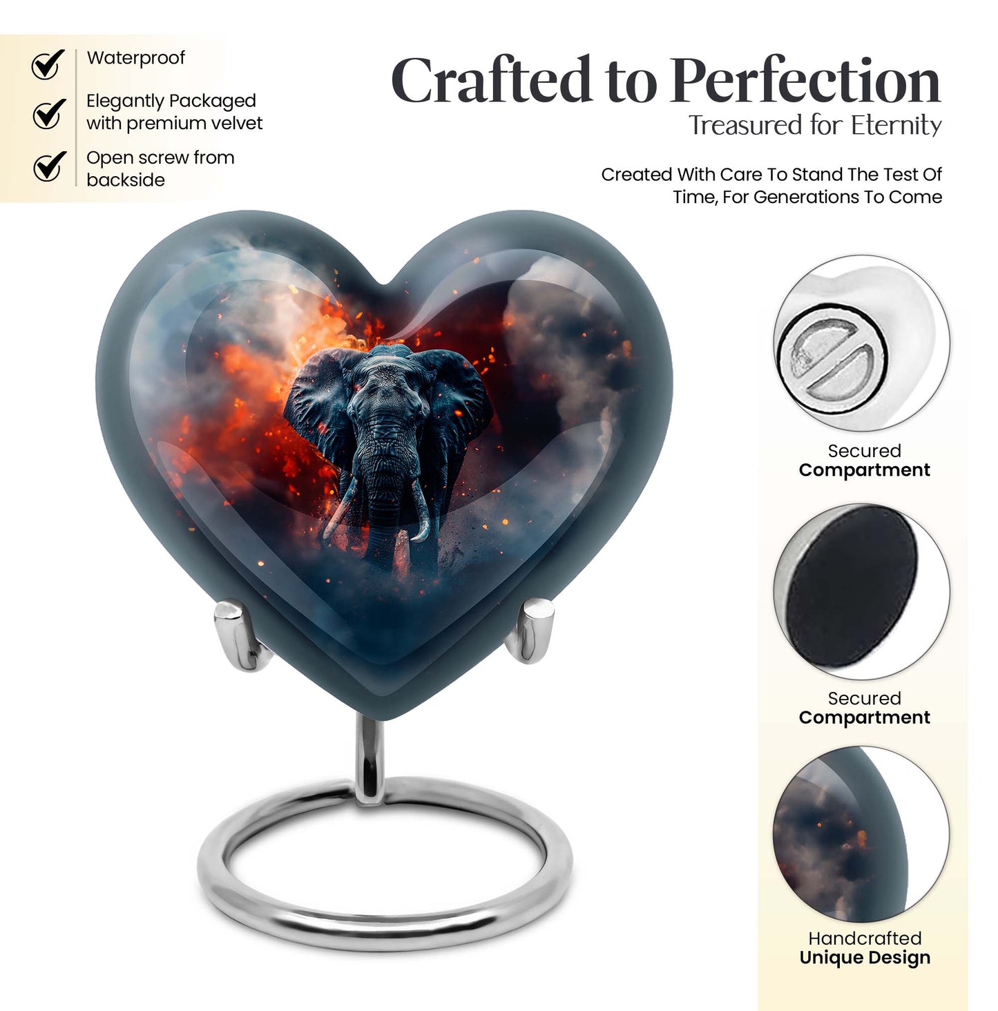 Heart Elephant Urn 