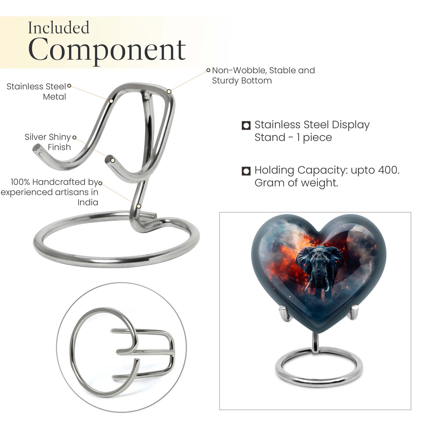 Heart Elephant Urn 