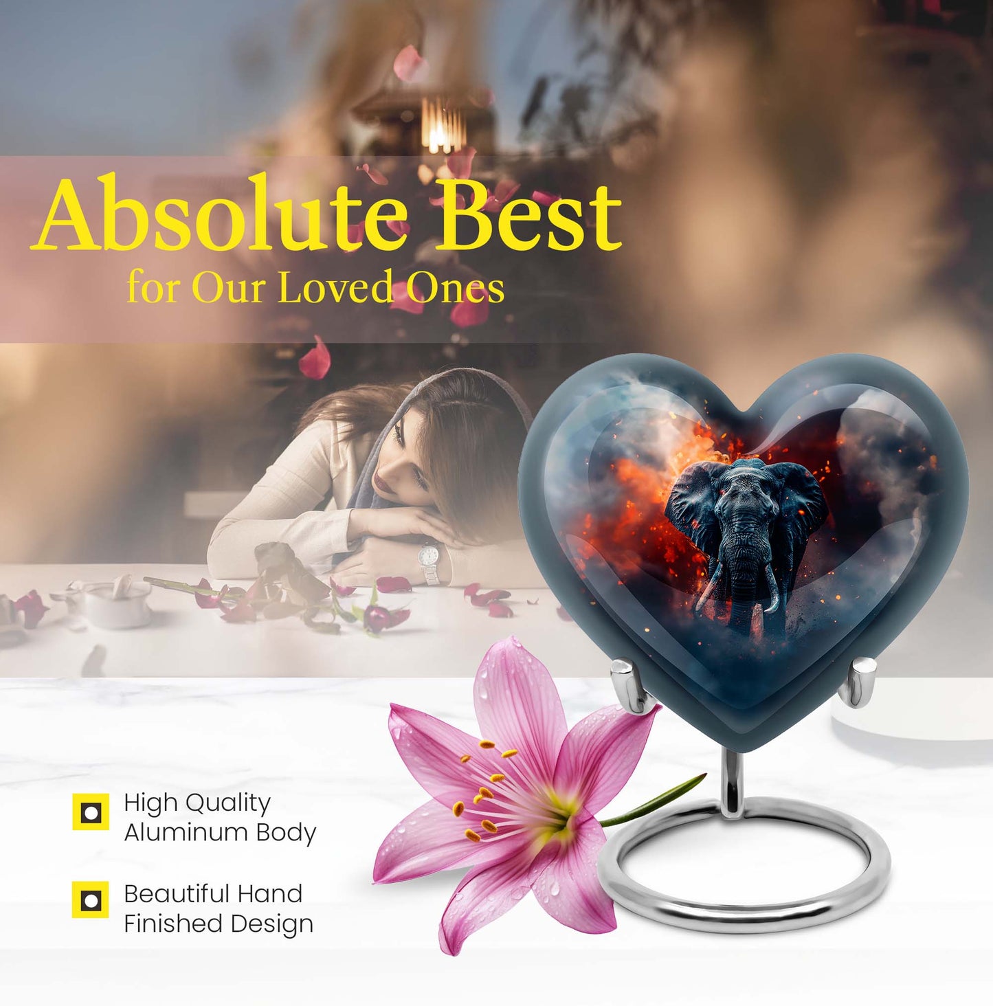 Heart Elephant Urn 