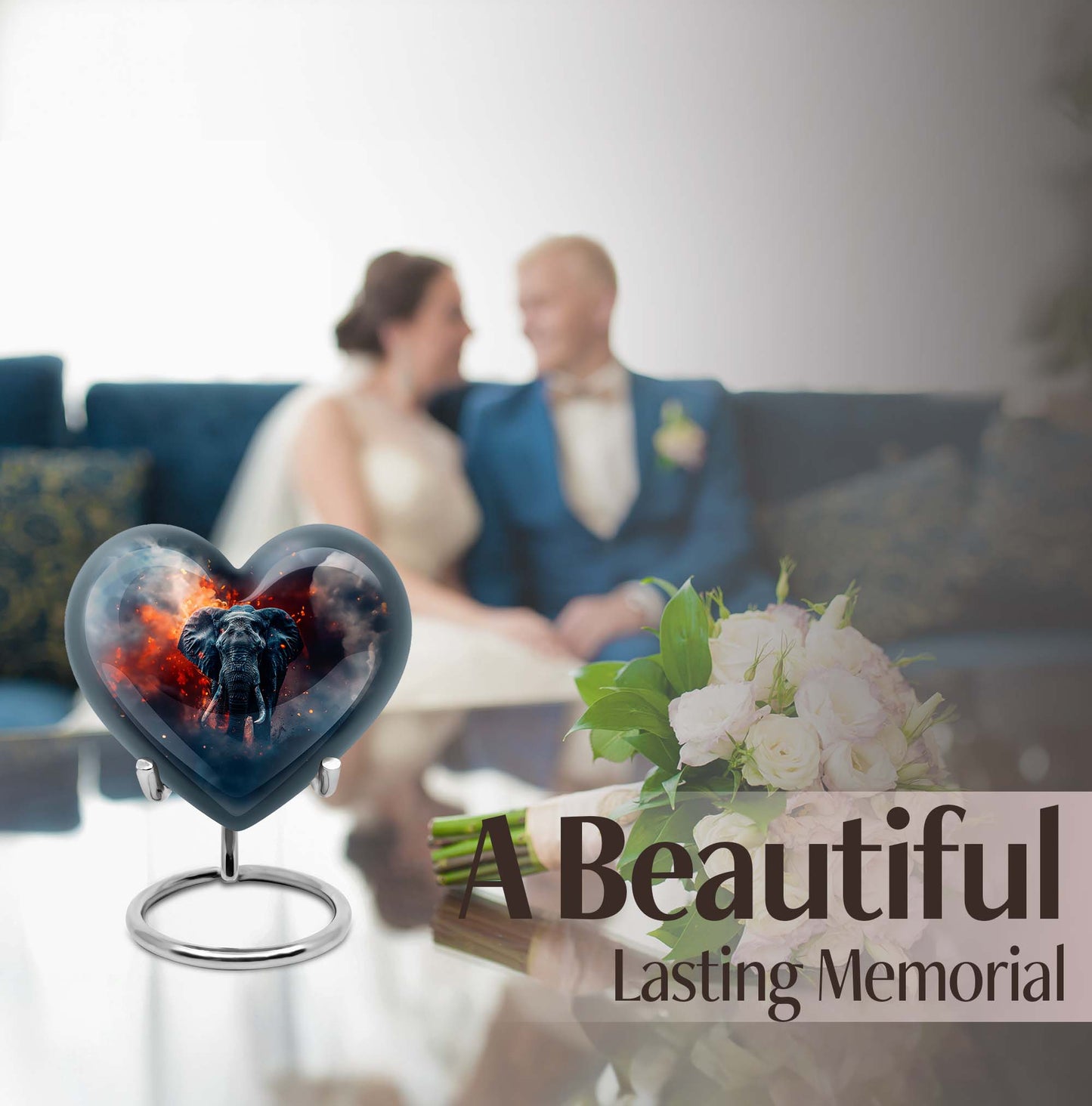 Heart Elephant Urn 