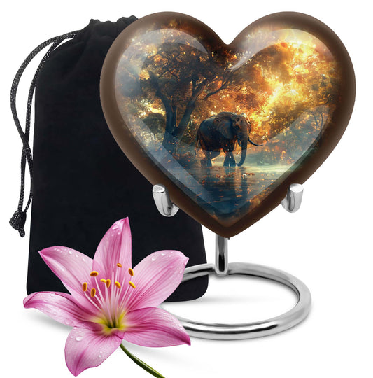 10-inch Heart Urn themed with butterfly, large elephant urn for men ashes