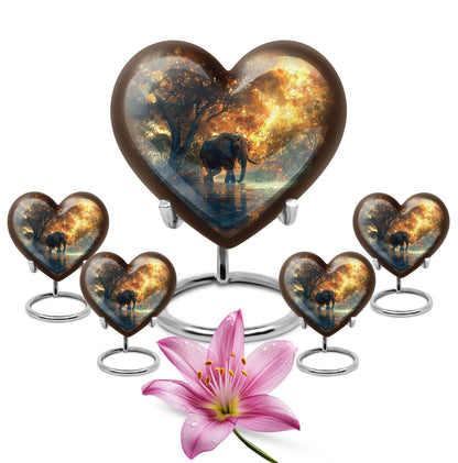 10-inch Heart Urn themed with butterfly, large elephant urn for men ashes