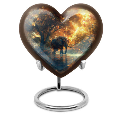 10-inch Heart Urn themed with butterfly, large elephant urn for men ashes