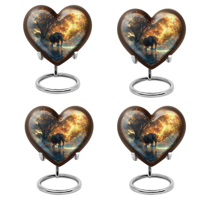10-inch Heart Urn themed with butterfly, large elephant urn for men ashes