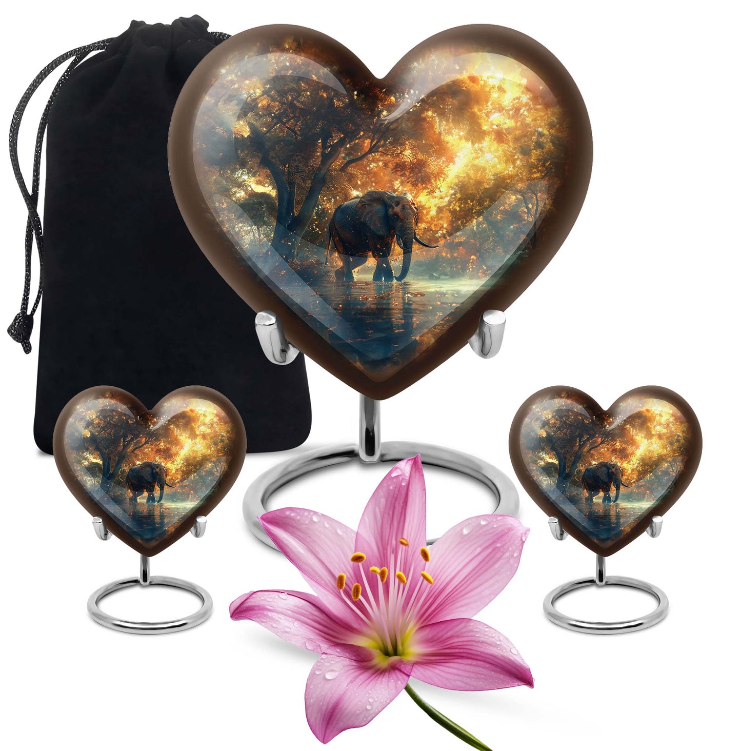 10-inch Heart Urn themed with butterfly, large elephant urn for men ashes