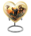 10-inch heart-shaped elephant urn with butterfly theme for male cremation