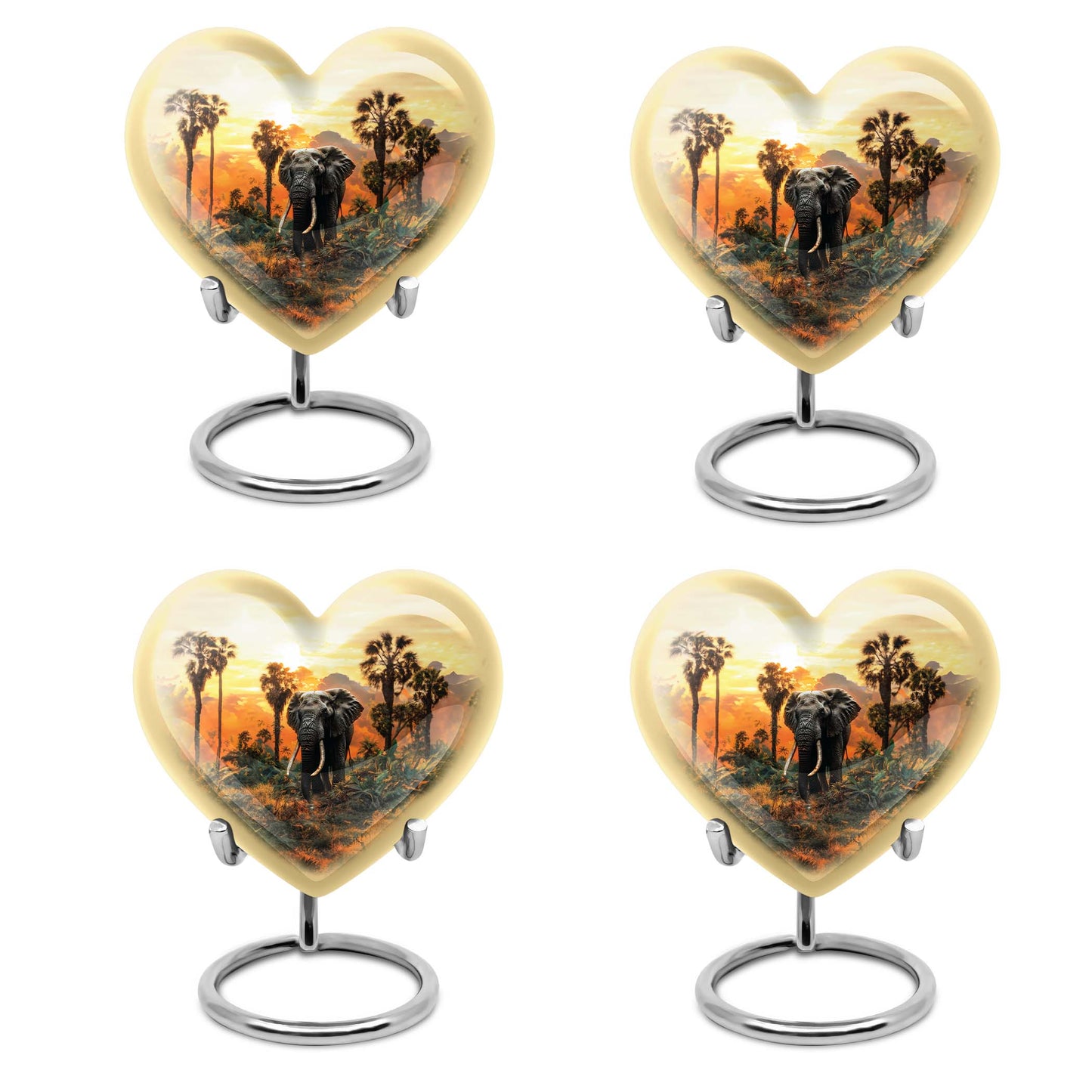 10-inch heart-shaped elephant urn with butterfly theme for male cremation