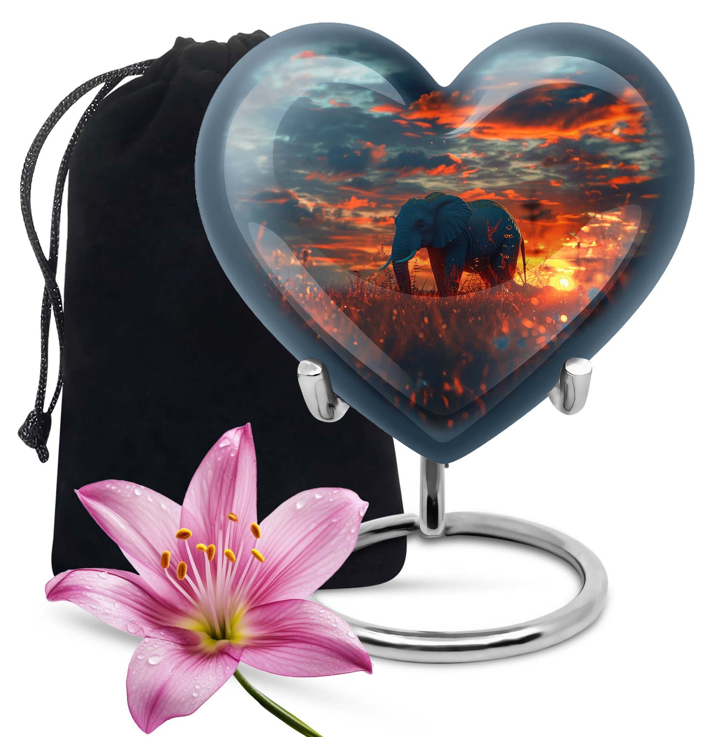 large aluminum heart urn