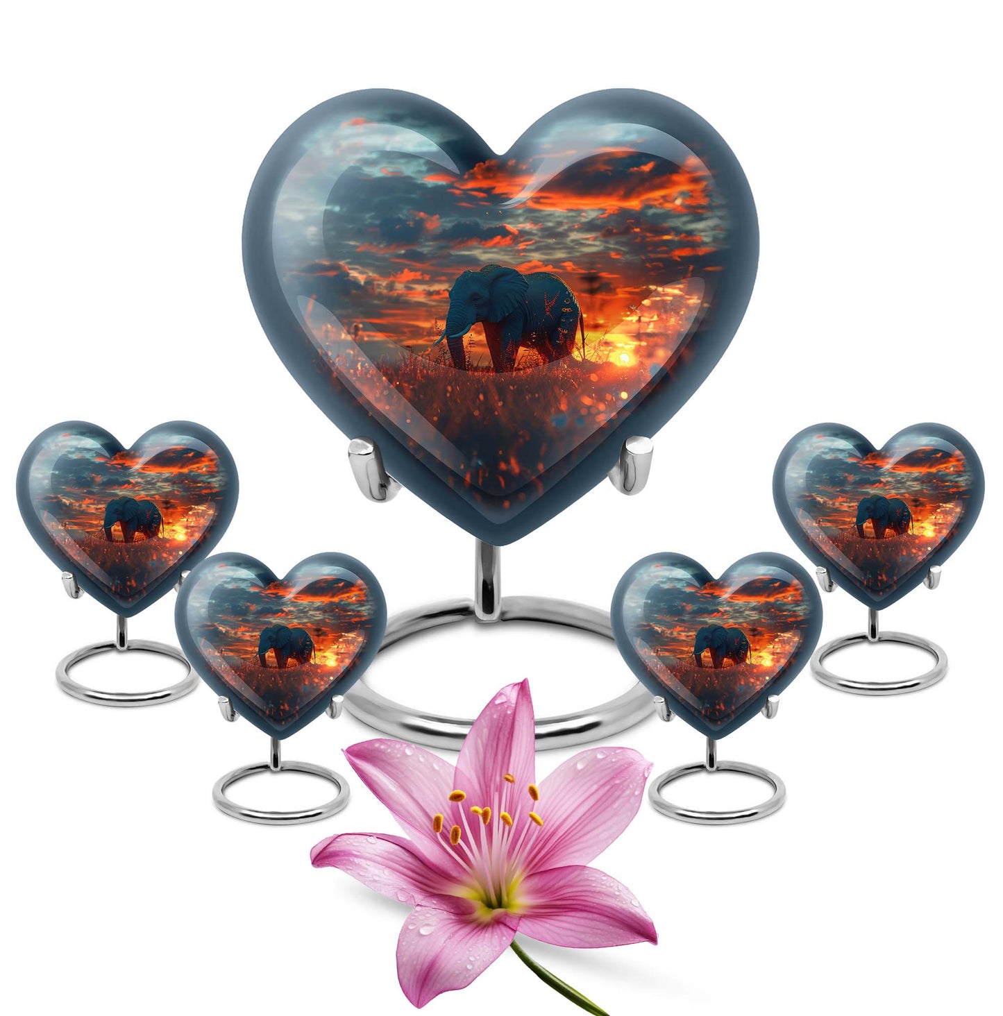 large aluminum heart urn