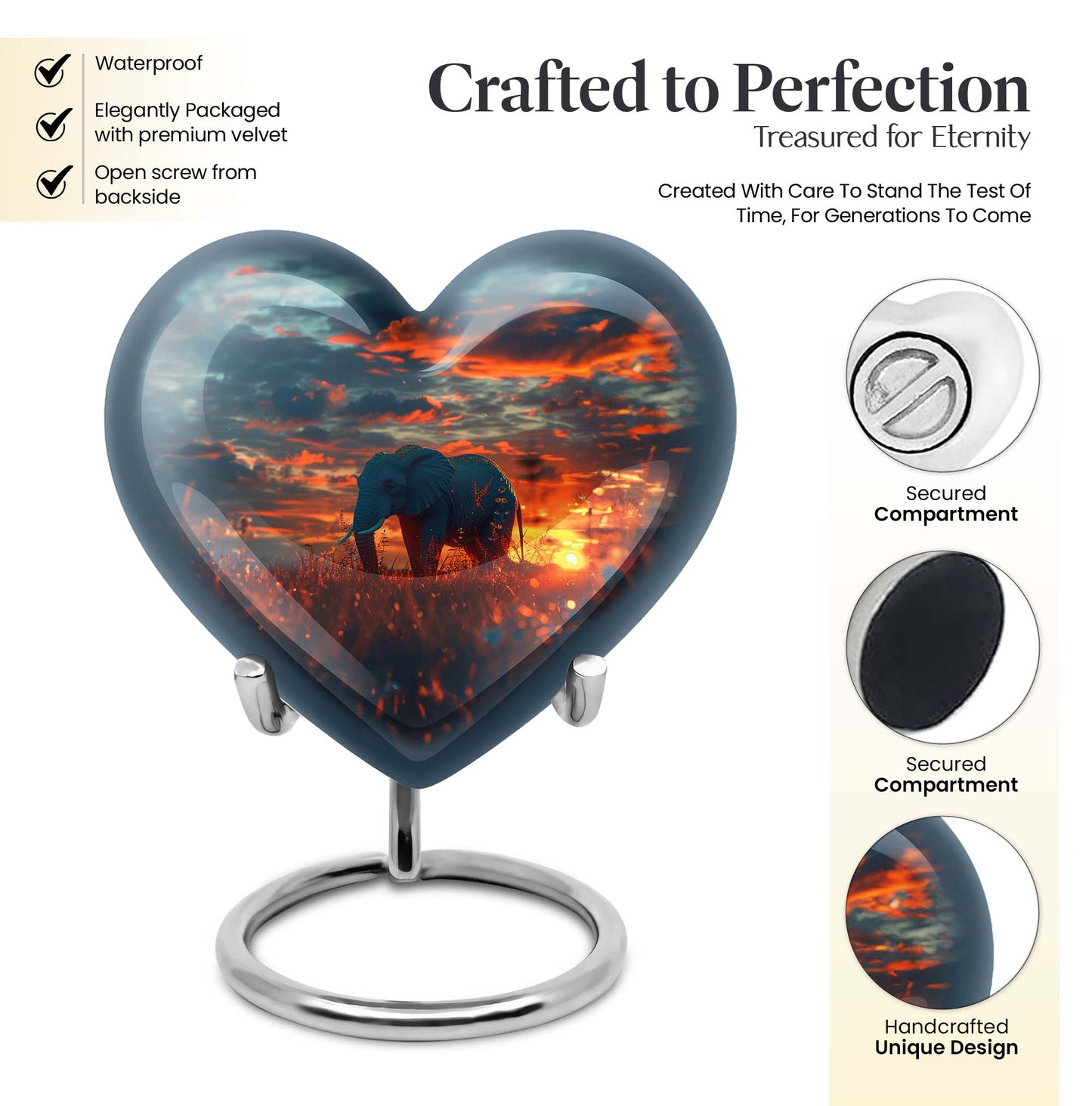 large aluminum heart urn