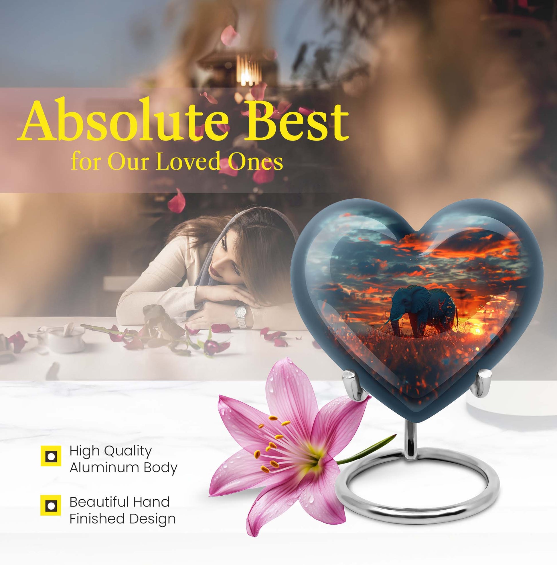 large aluminum heart urn