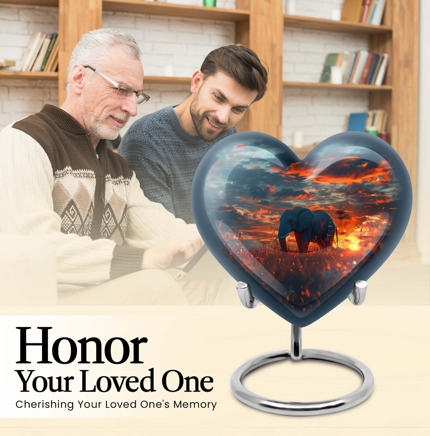 large aluminum heart urn