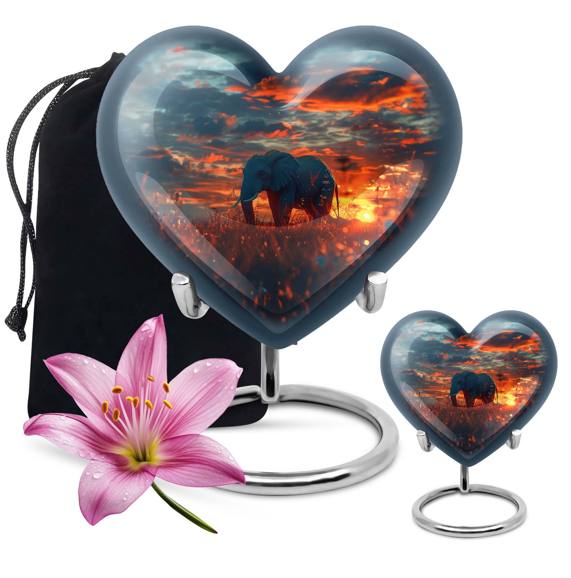 large aluminum heart urn