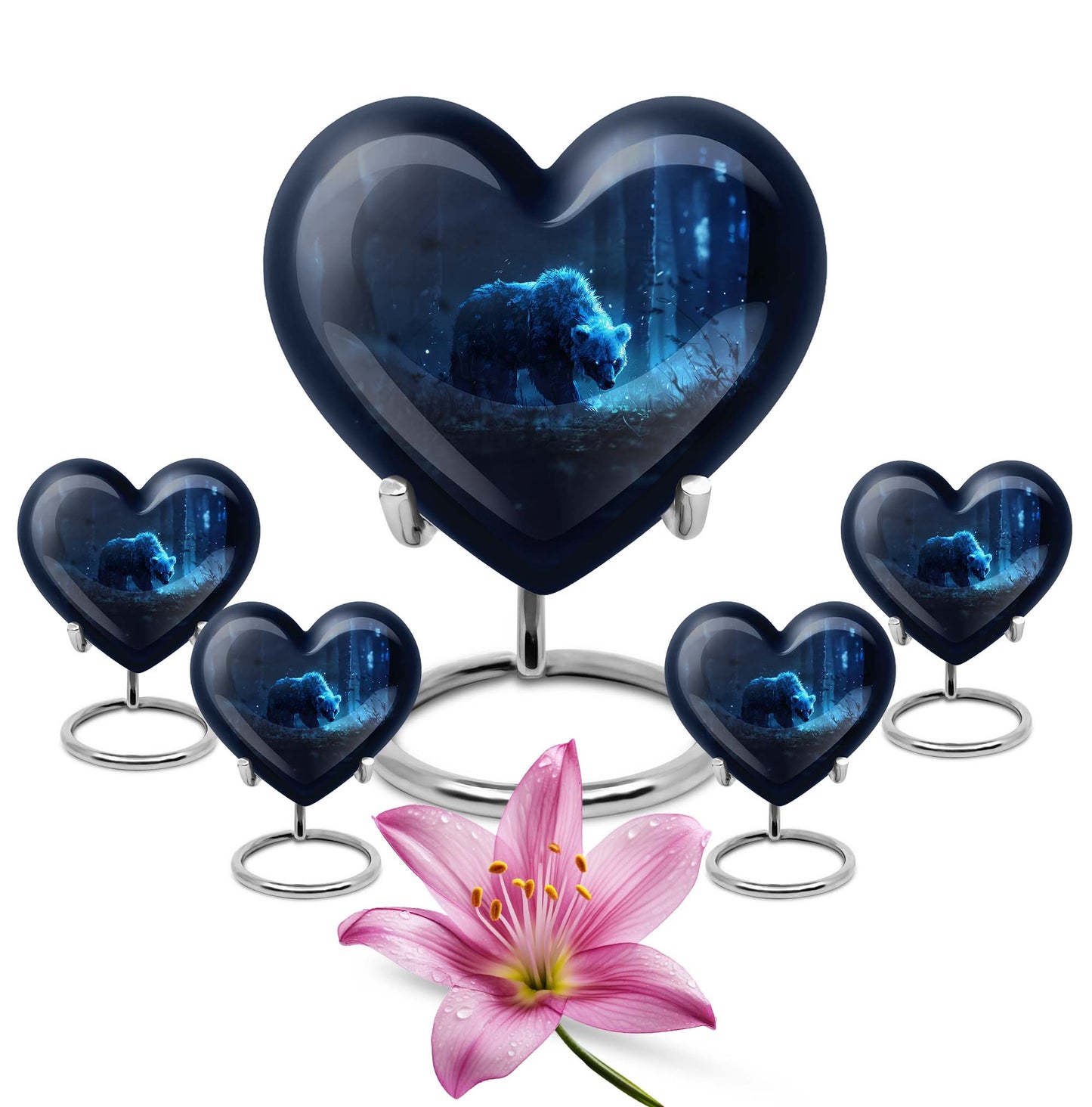 Heart-shaped 10-inch bear urn