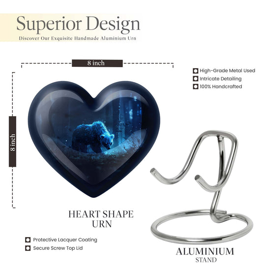 Heart-shaped 10-inch bear urn