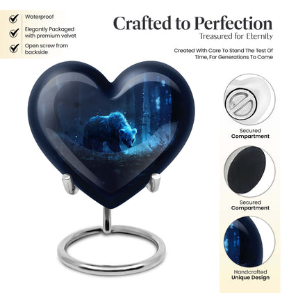 Heart-shaped 10-inch bear urn