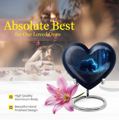 Heart-shaped 10-inch bear urn