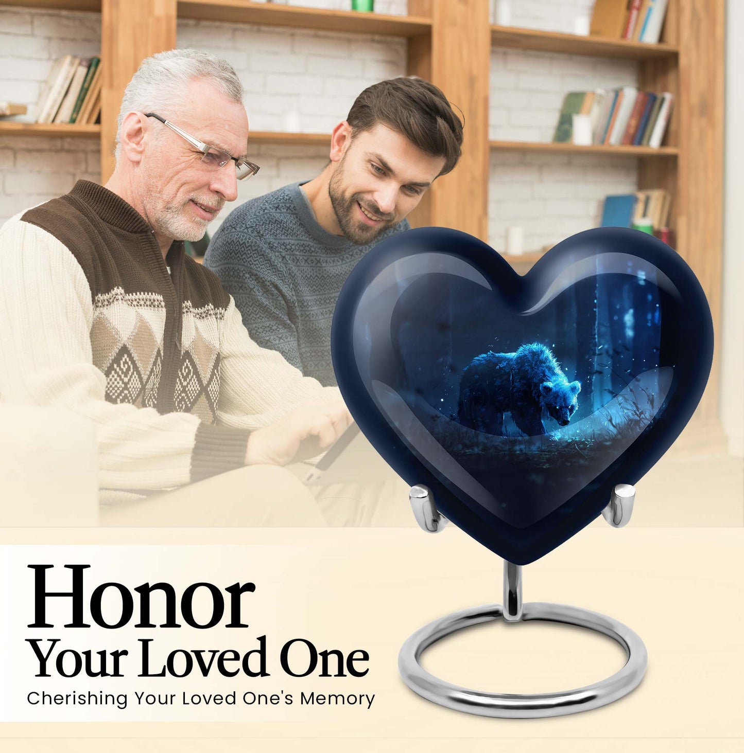 Heart-shaped 10-inch bear urn