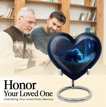 Heart-shaped 10-inch bear urn