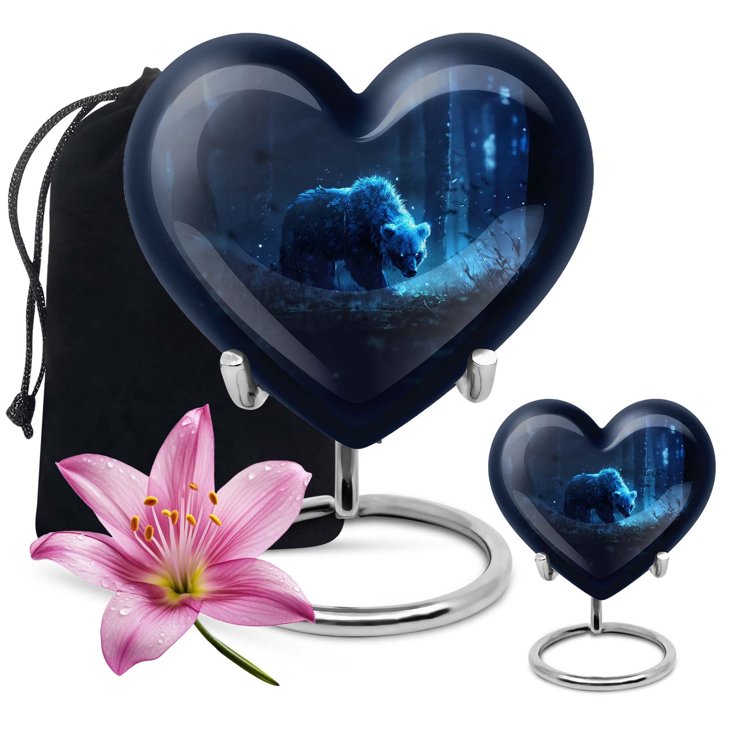 Heart-shaped 10-inch bear urn