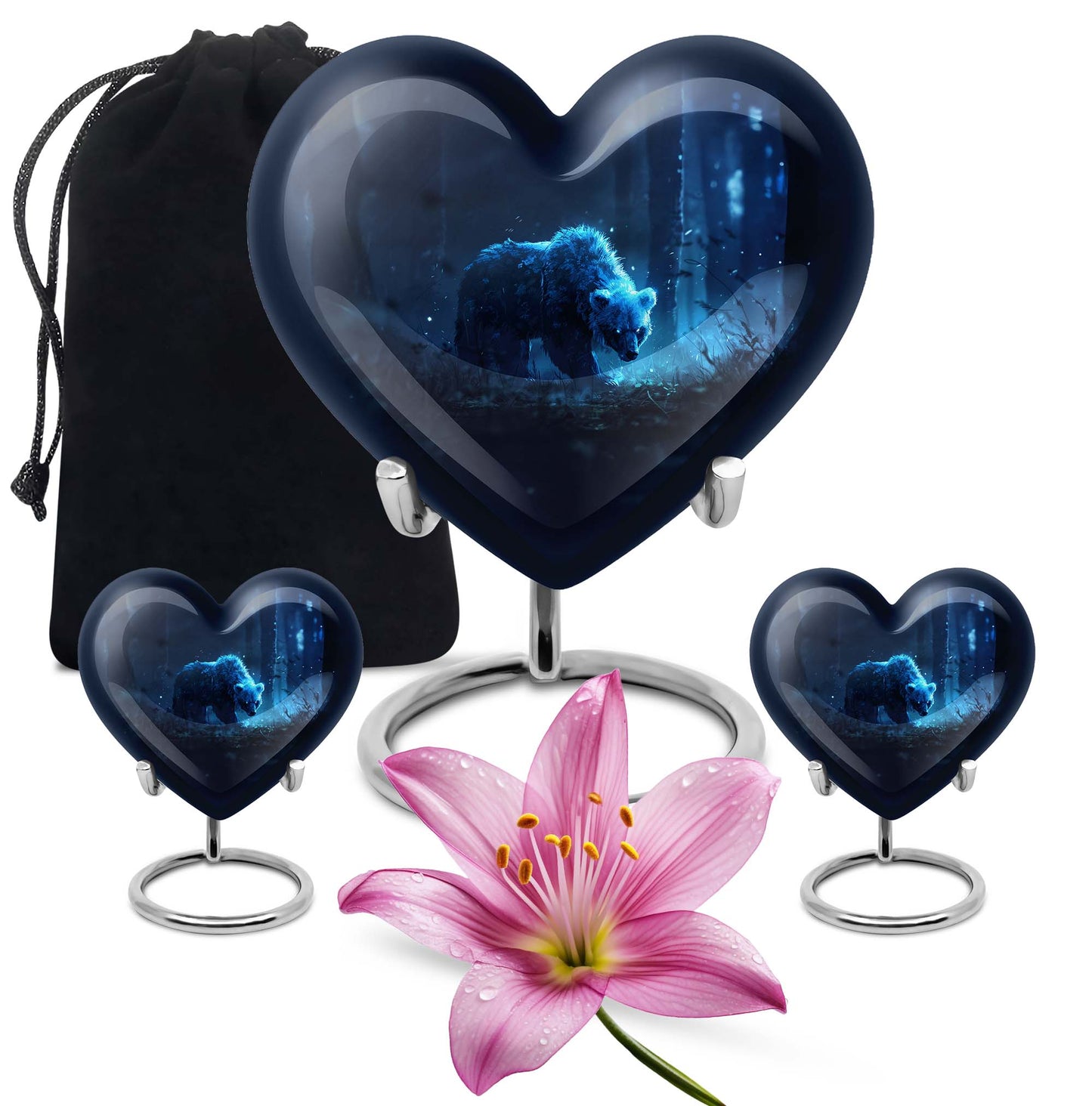 Heart-shaped 10-inch bear urn