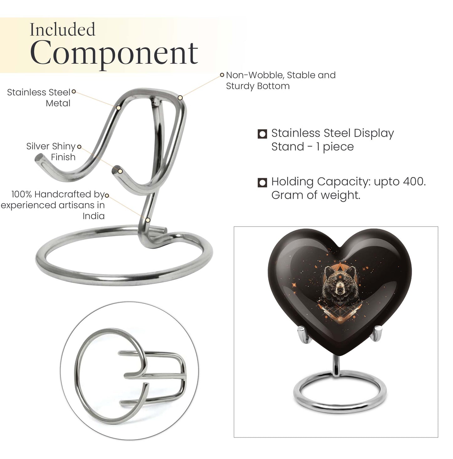 Heart-shaped bear Urn