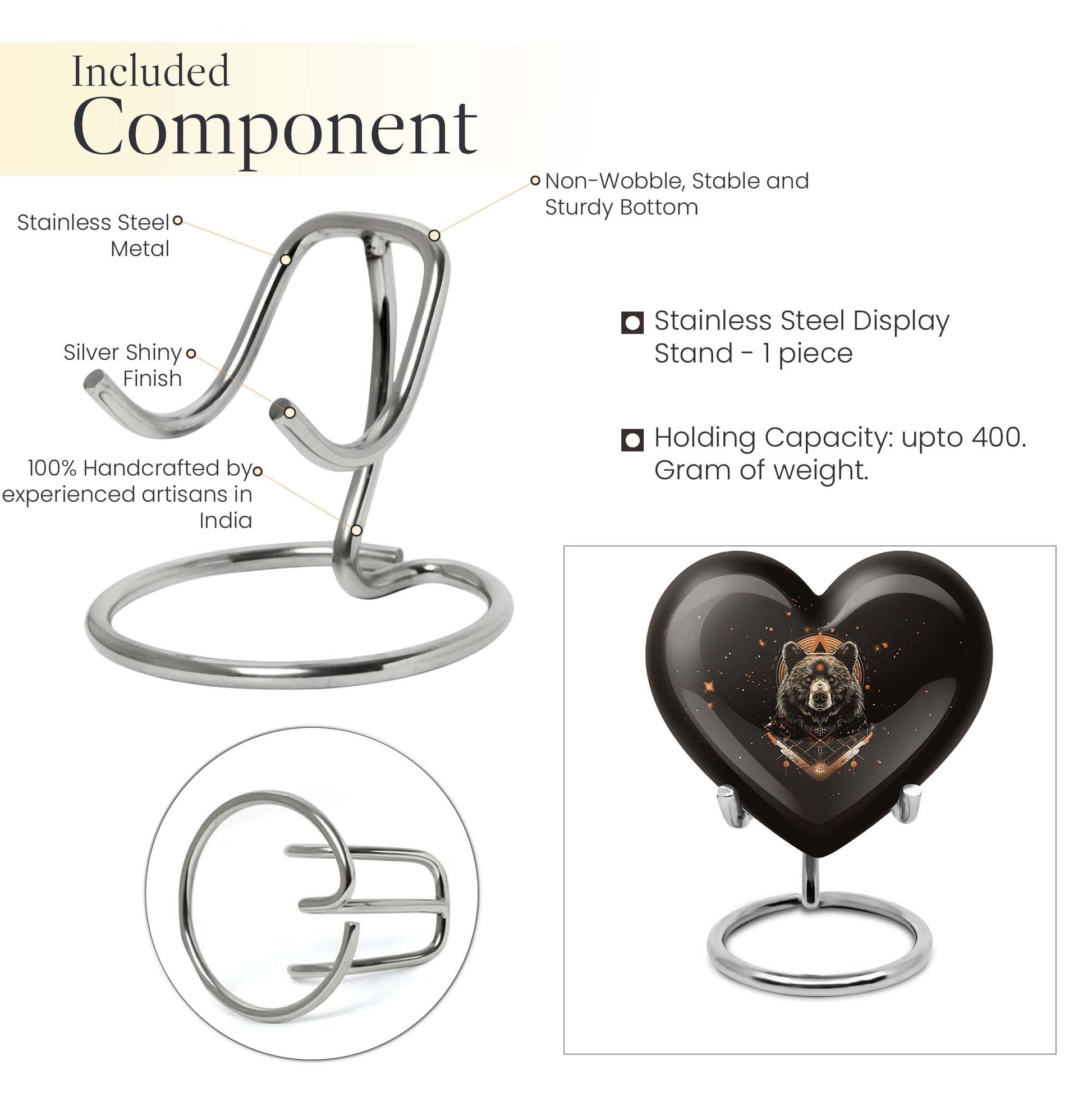 Heart-shaped bear Urn