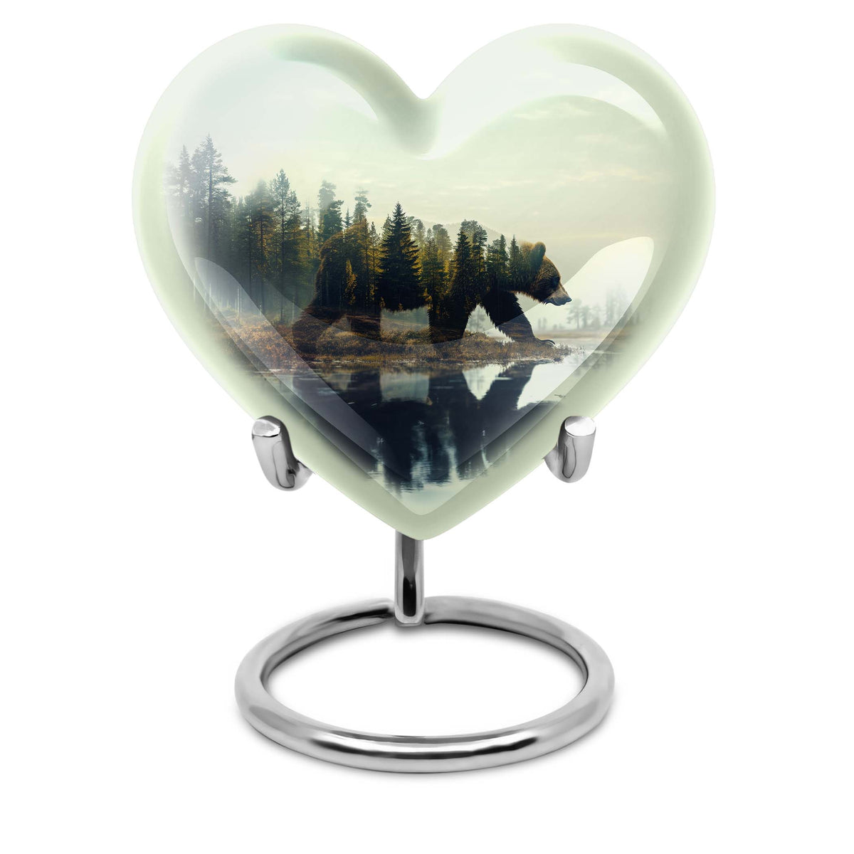 Bear Urn for Human Ashes, Bear Walking Through Forest By Water, Cremation Urn