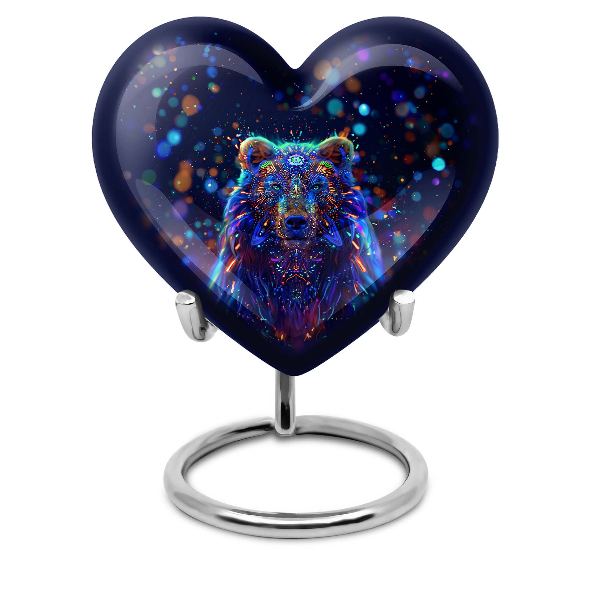 10-inch heart-shaped bear urn with butterfly theme, 