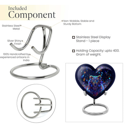 10-inch heart-shaped bear urn with butterfly theme, 