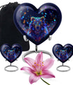10-inch heart-shaped bear urn with butterfly theme, 