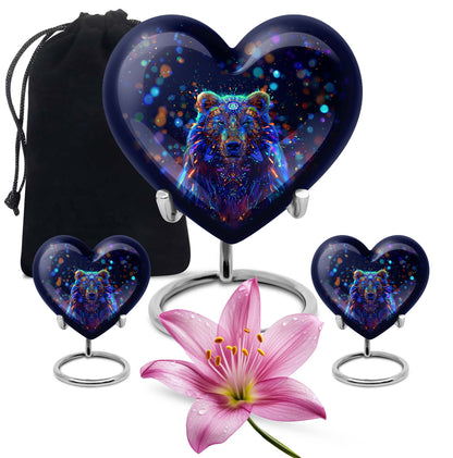 10-inch heart-shaped bear urn with butterfly theme, 