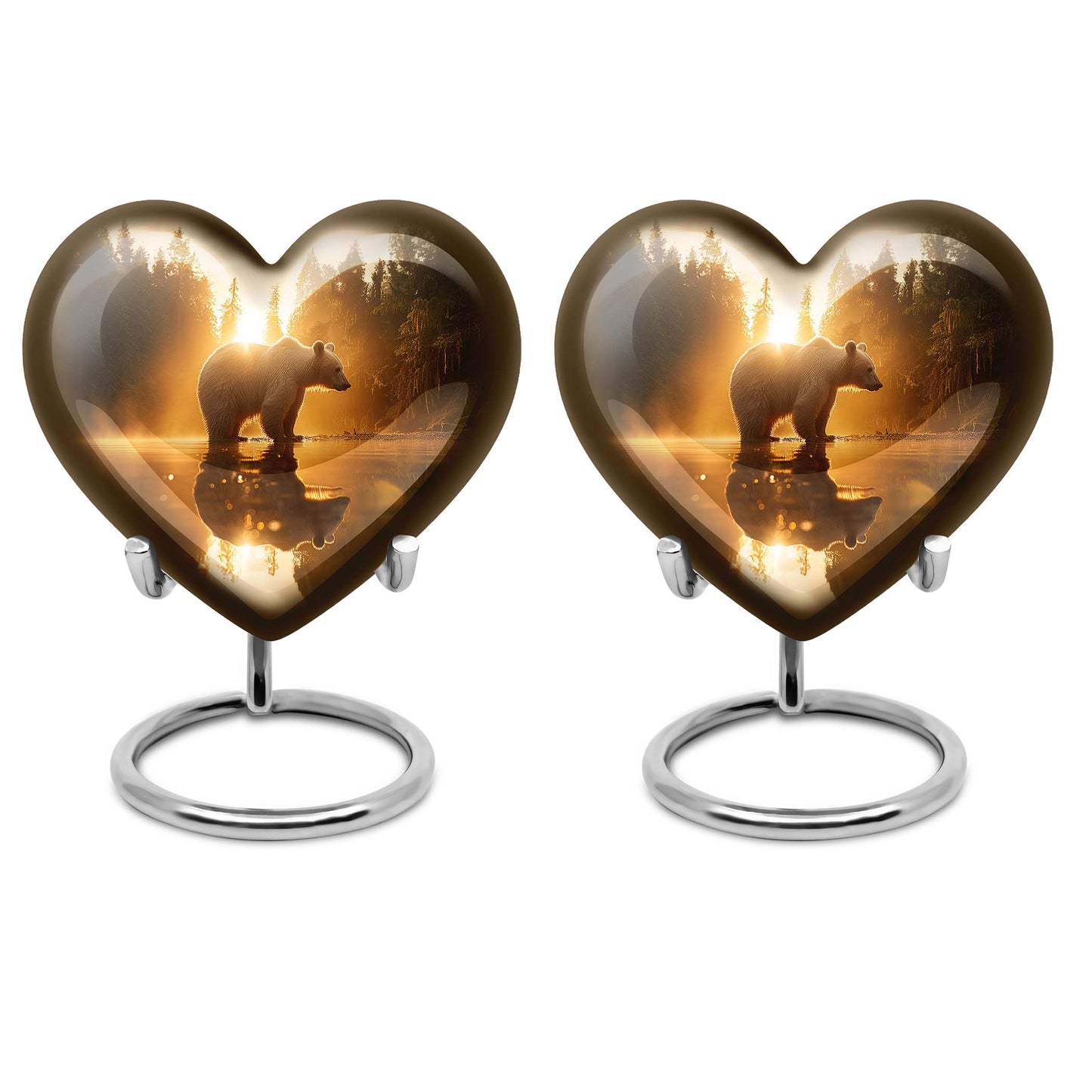 10-inch Heart-shaped Bear Urn for human ashes 