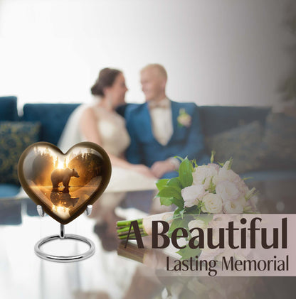 10-inch Heart-shaped Bear Urn for human ashes 