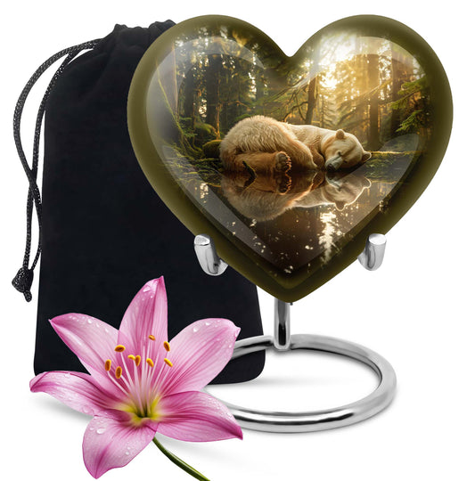 heart-shaped bear urn for cremation ashes