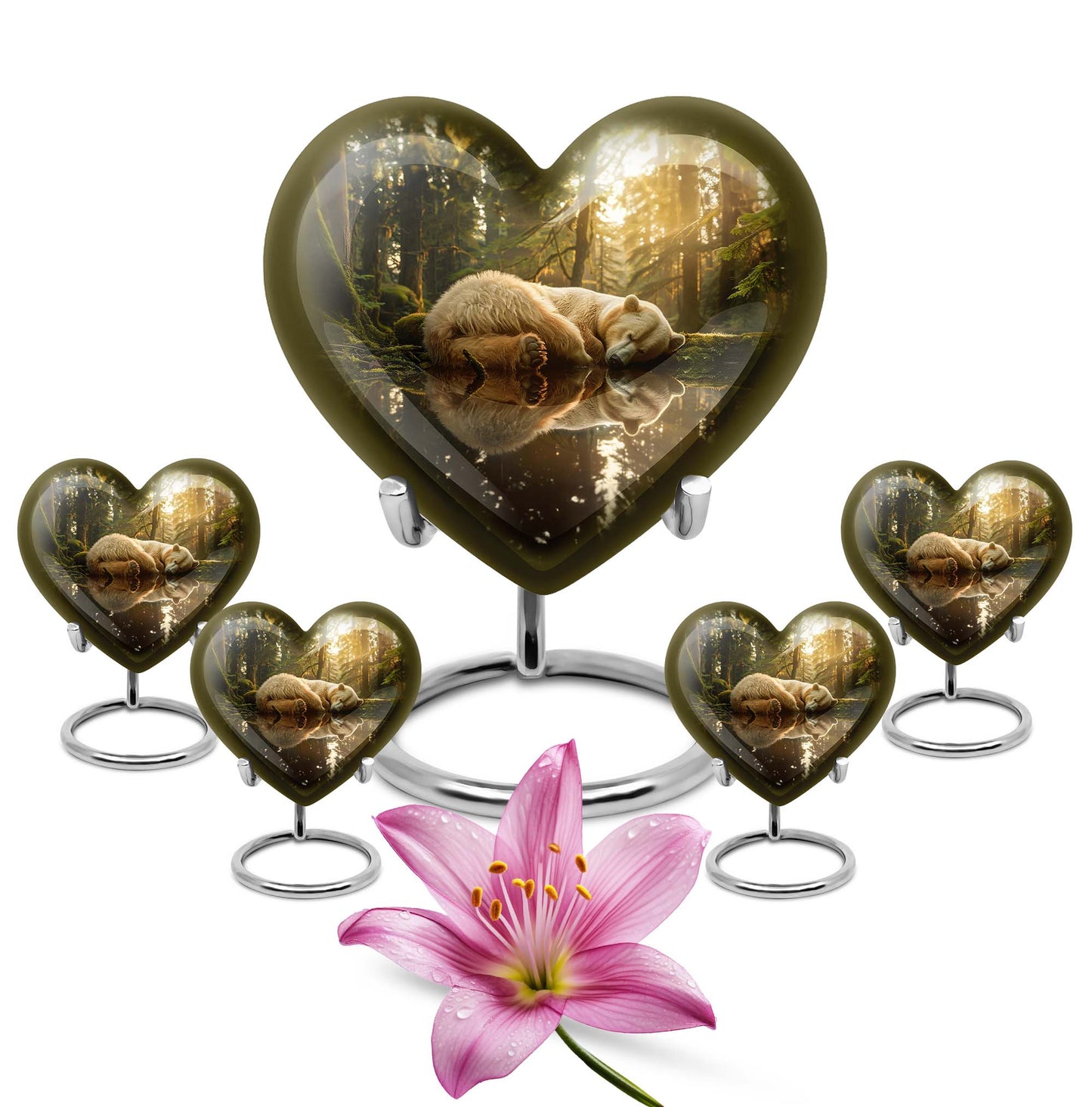 heart-shaped bear urn for cremation ashes