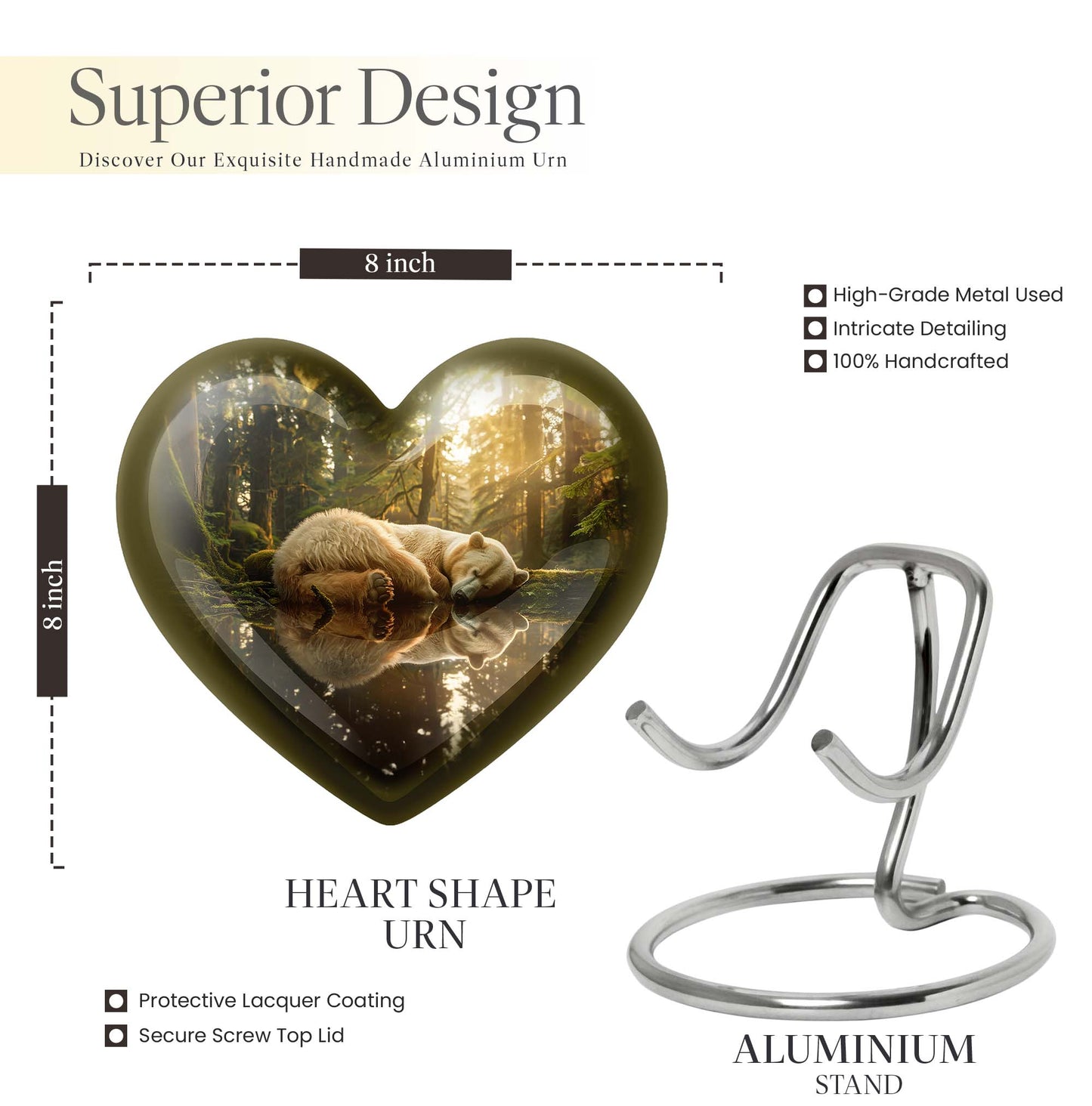 heart-shaped bear urn for cremation ashes
