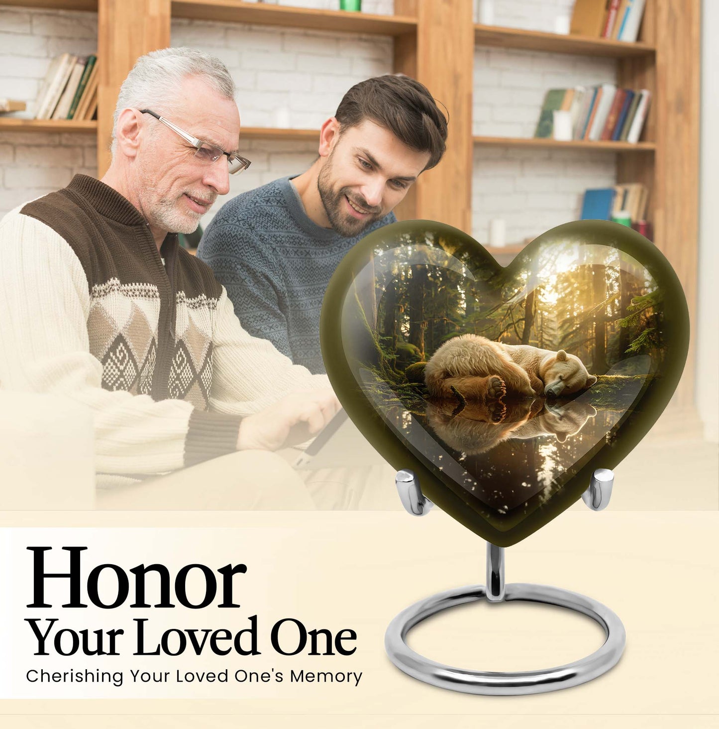 heart-shaped bear urn for cremation ashes