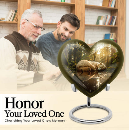 heart-shaped bear urn for cremation ashes