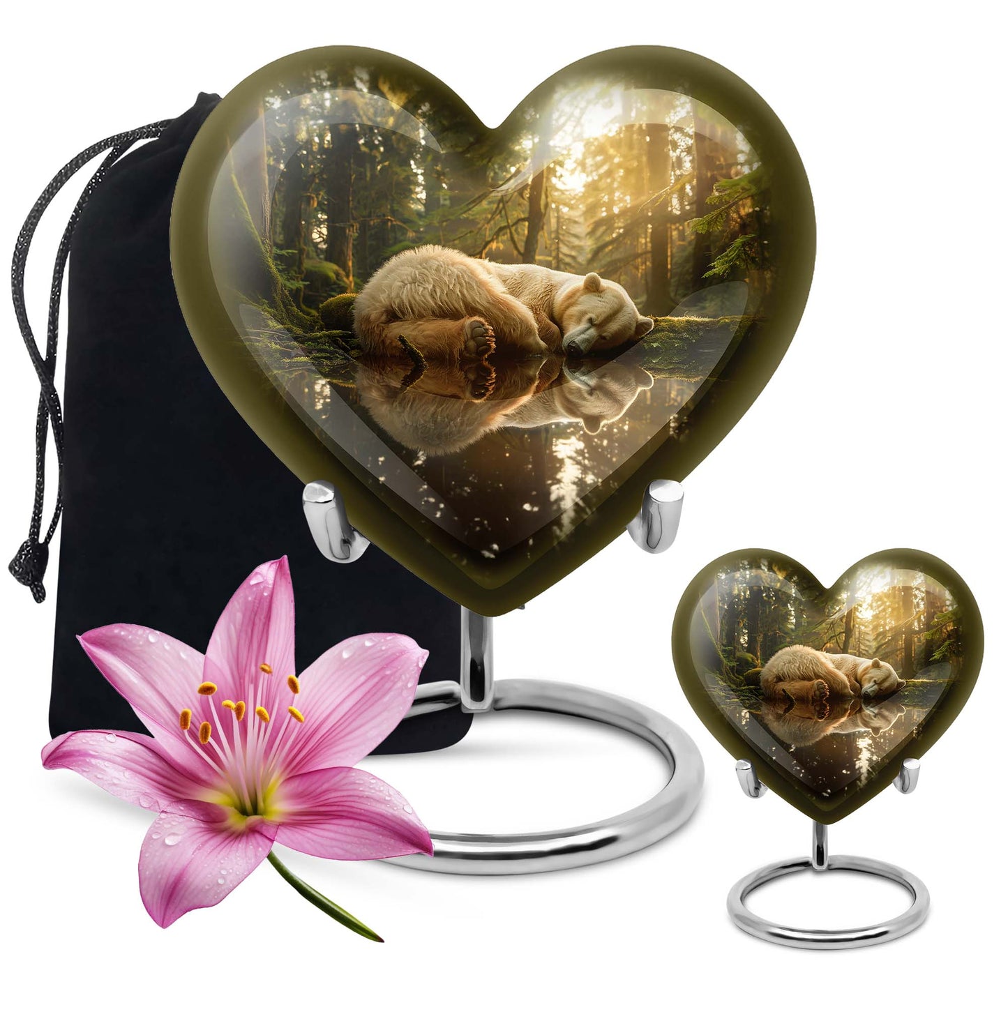 heart-shaped bear urn for cremation ashes