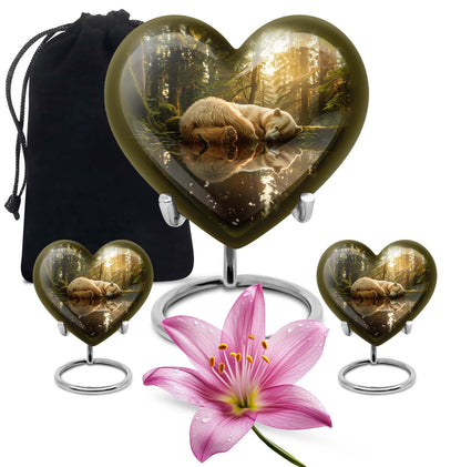 heart-shaped bear urn for cremation ashes