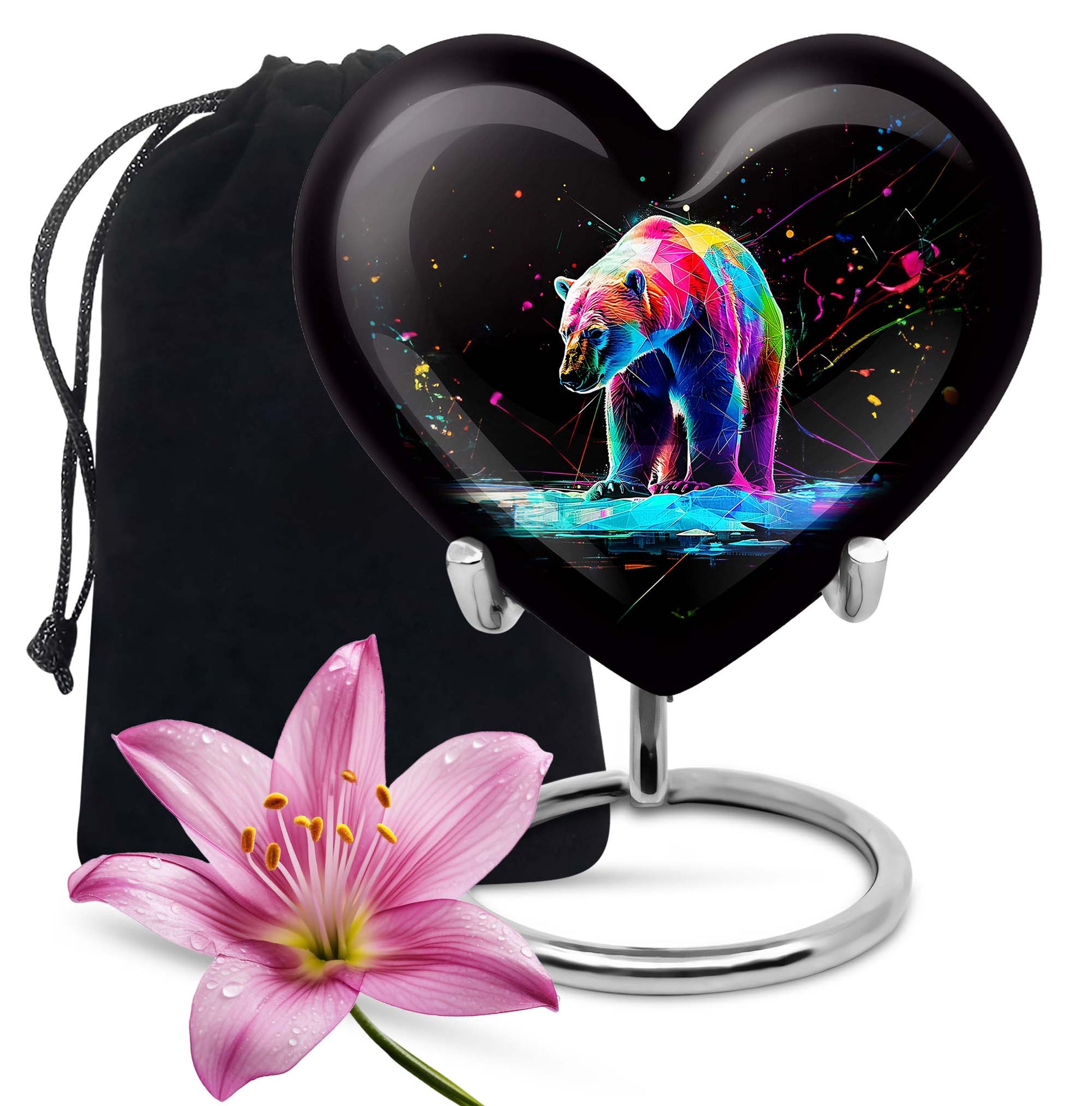 heart-shaped bear urn